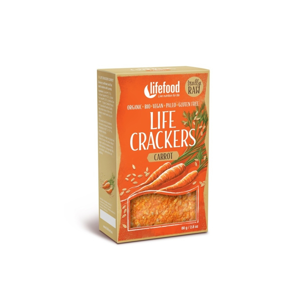 E-shop LIFEFOOD Crackers mrkvánky RAW BIO 80 g