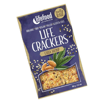 LIFEFOOD Life crackers konopné  s chia RAW BIO 90 g, expirace 31.05.2024