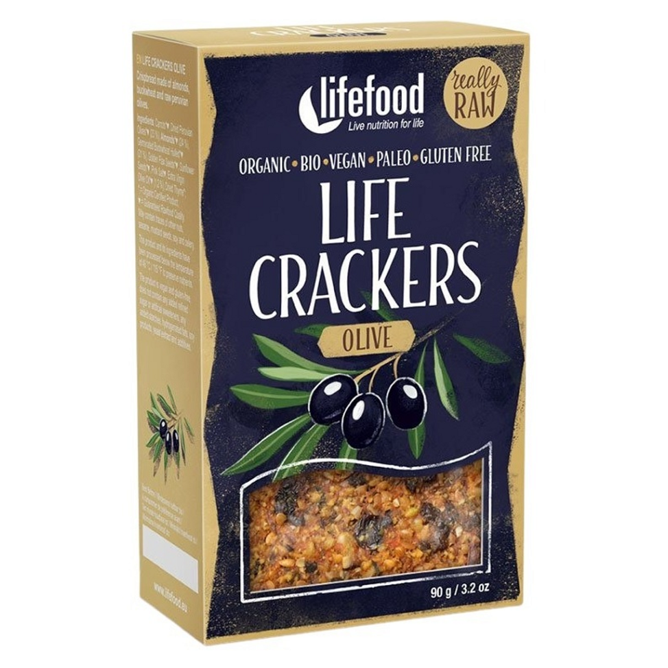 Levně LIFEFOOD Life crackers olivové RAW BIO 90 g