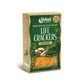 LIFEFOOD Life crackers rozmarýnové RAW BIO 90 g, expirace 02.07.2024