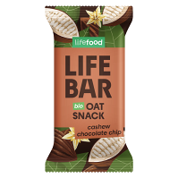LIFEFOOD Lifebar Oat snack s kešu a kousky čokolády BIO 40 g
