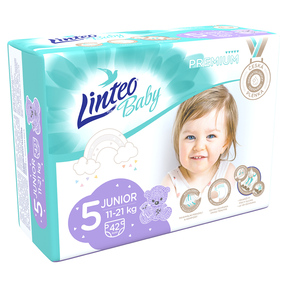 Levně LINTEO Baby Premium Dětské plenky Junior 11-21kg 42 ks