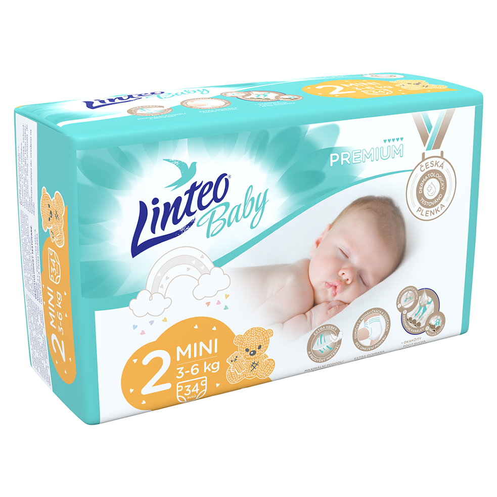 Fotografie LINTEO Baby Premium Dětské plenky MINI 3-6kg 34 ks Linteo