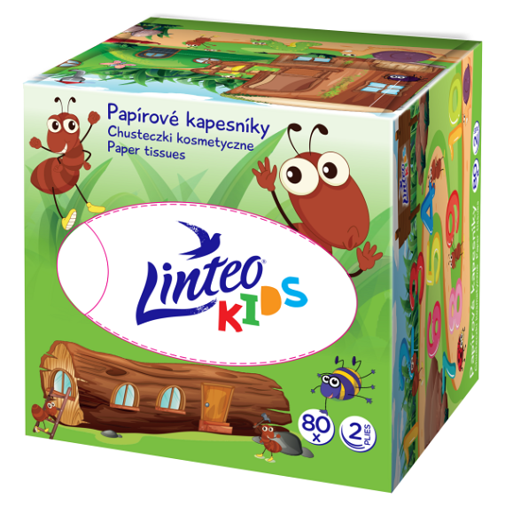 Levně LINTEO Kids Papírové kapesníky 2-vrstvé BOX 80 ks