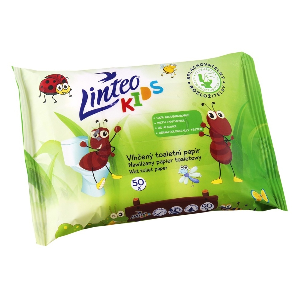 E-shop LINTEO Kids Vlhčený toaletní papír 1-vrstvý 50 ks