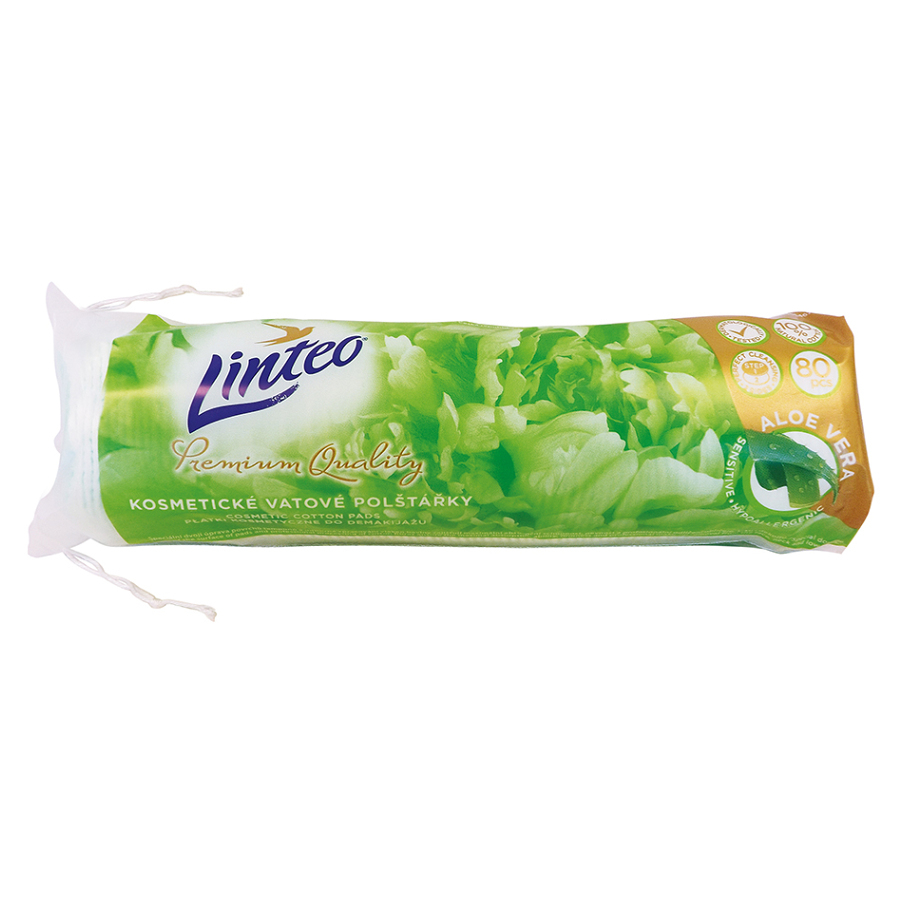 LINTEO Premium Vatové polštářky Aloe Vera 80 ks