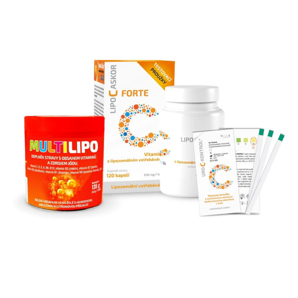 LIPO C ASKOR Forte vitamín C 120 kapslí + Multilipo želé 30 kusů