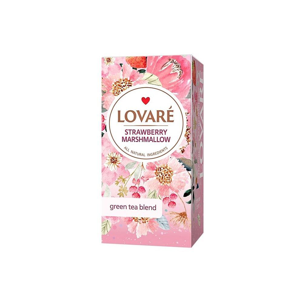 LOVARÉ Strawberry marshmallow zelený čaj 24 sáčků