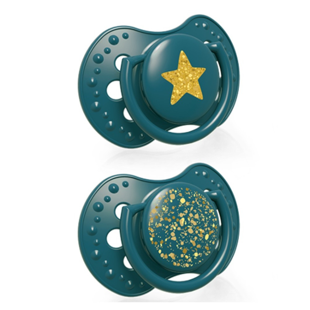 E-shop LOVI Dudlík silikonový dynamický Stardust 18 měsíců+ zelený 2 kusy