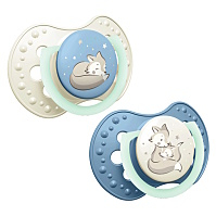 LOVI Dudlík svítící silikonový dynamický night&day 0-6m kluk 2 kusy