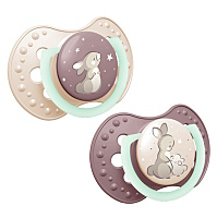 LOVI Dudlík svítící silikonový dynamický night&day 0-6m holka 2 kusy