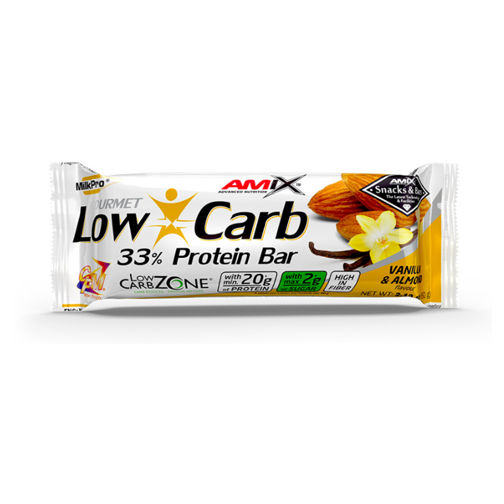 E-shop AMIX Low carb 33% protein bar vanilka a mandle tyčinka 60 g