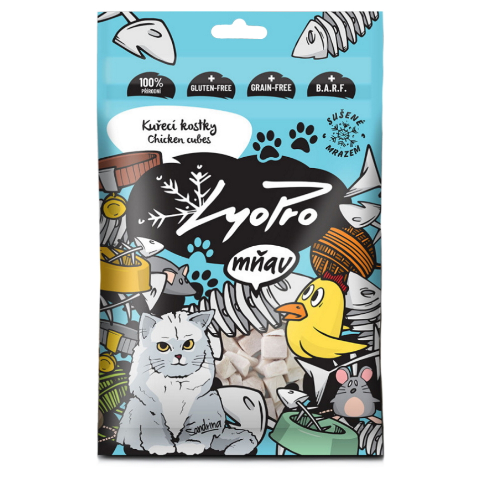 E-shop LYOPRO Mrazem sušené kuřecí kostky pro kočky 50 g