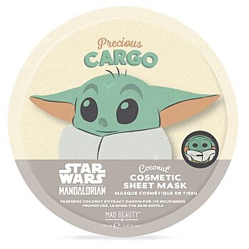 MAD BEAUTY Star wars grog zjemňující textilní maska na obličej 25 ml (Dětská dekorativní kosmetika a parfémy) - Hydratační, Rozjasňující, Vyživující, Zvláčňující