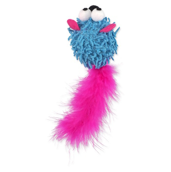 MAGIC CAT Rainbow Relax myš s pírkem a šantou kočičí modrá 6 cm (Hračky pro kočky)