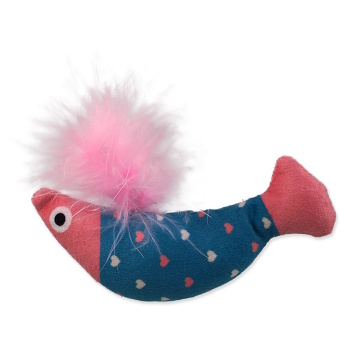 MAGIC CAT Rainbow Relax ryba s pírkem a šantou kočičí modro růžová 10 cm (Hračky pro kočky)