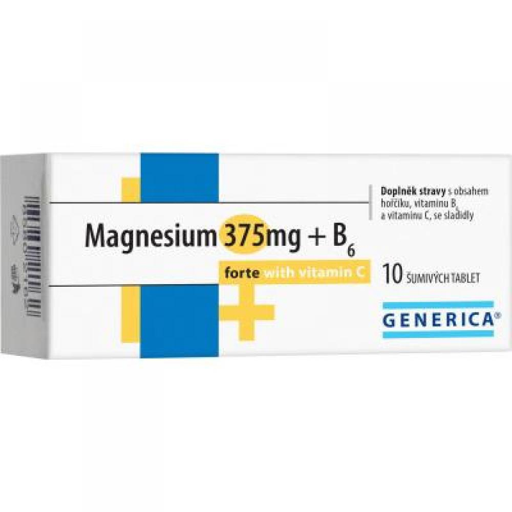 GENERICA Magnesium 375 mg + B6 forte + Vitamin C 10 šumivých tablet