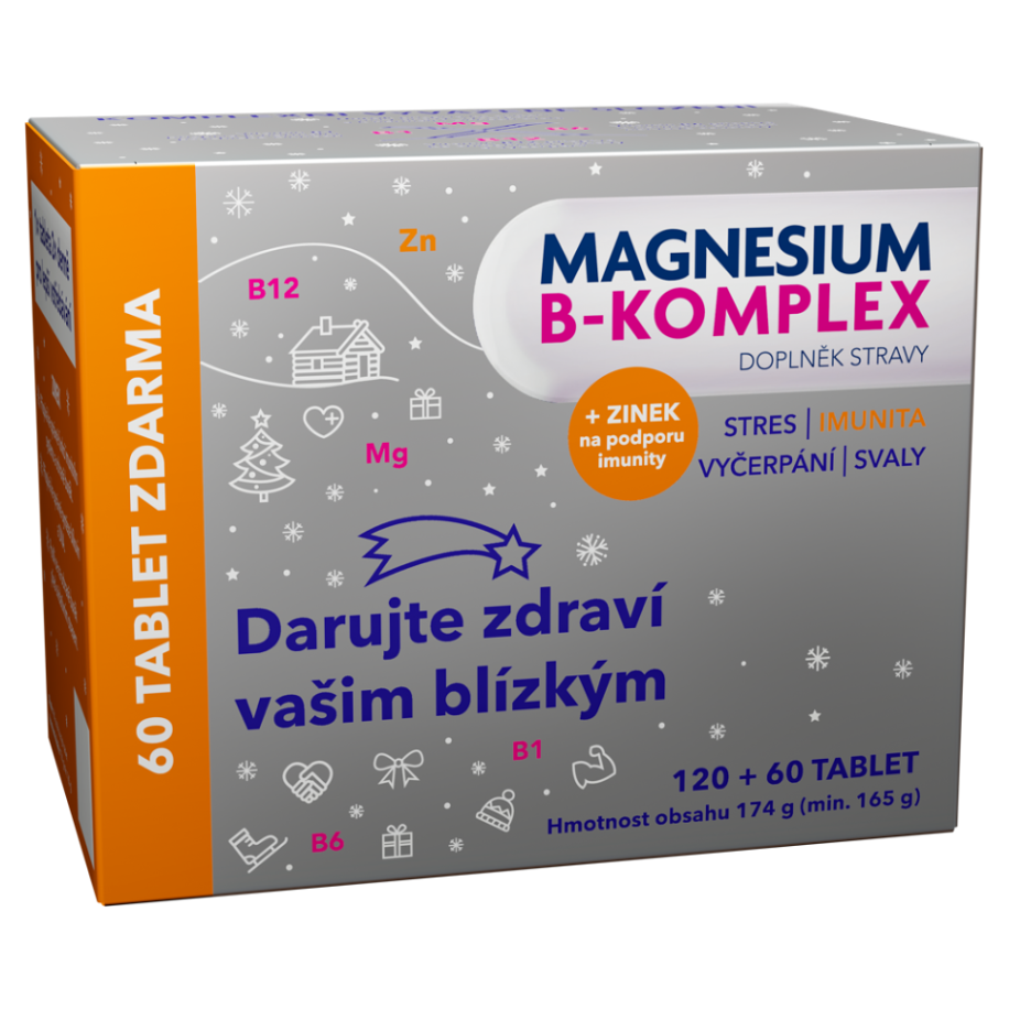 GLENMARK Magnesium B-komplex VÁNOCE 120 + 60 tablet ZDARMA