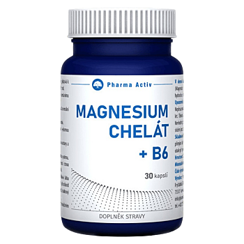 PHARMA ACTIV Magnesium chelát + B6 30 kapslí (Hořčík, magnézium) - Vícesložkové