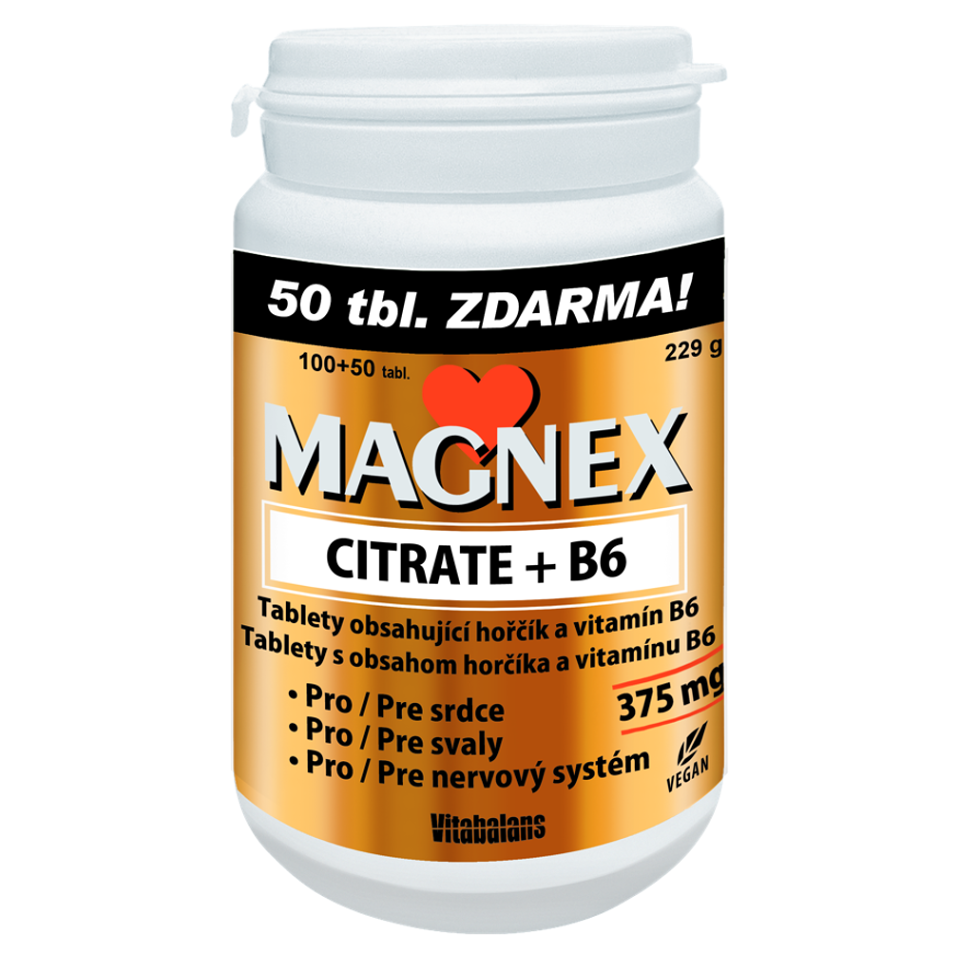 E-shop MAGNEX Citrate 375 mg a vitamin B6 100+50 tablet VÝHODNÉ balení