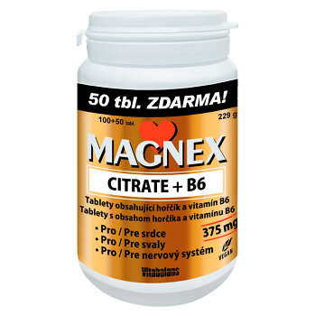MAGNEX Citrate 375 mg a vitamin B6 100+50 tablet VÝHODNÉ balení