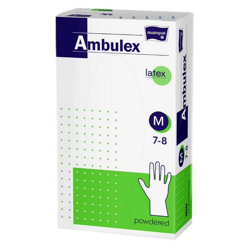 E-shop MATOPAT Ambulex rukavice latexové jemně pudrované M 100 kusů