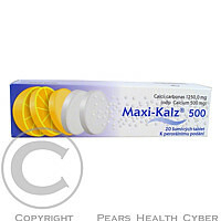MAXI-KALZ 500 20X500MG Šumivé tablety