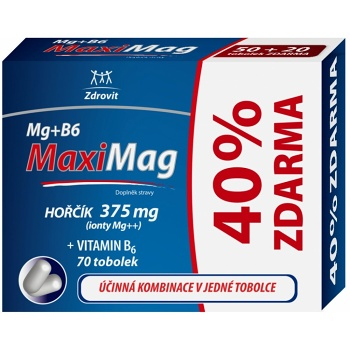 ZDROVIT MaxiMag hořčík 375 mg + vitamín B6 70 tobolek 40% ZDARMA