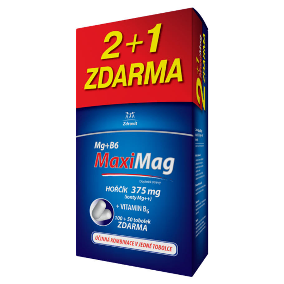 MAXIMAG Hořčík 375 mg + vitamín B6 100 + 50 tobolek ZDARMA