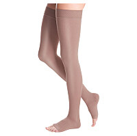 MAXIS BRILLANT Stehenní punčochy s lemem (II. KT), Provedení: Bez špice, Velikost: 7, Délka: Krátká, Barva: Bronzová