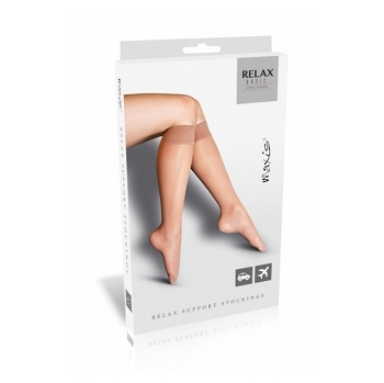 MAXIS Relax basic lýtkové punčochy světlé, Velikost: M (Punčochy pro prevenci žilních onemocnění) - Lýtkové, Cestovní, Kompresní, S pololeskem, Neškrtící lem, Hladká