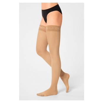 MAXIS RELAX PREMIUM Stehenní punčochy s krajkou light nude, Velikost: L (Punčochy pro prevenci žilních onemocnění) - Stehenní, Elastické, Antibakteriální, Extra jemné