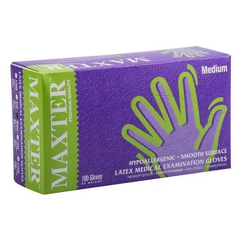 MAXTER Rukavice latexové pudrované velikost M 100 kusů (Jednorázové vyšetřovací rukavice) - Jednorázové, Nesterilní, Pudrované