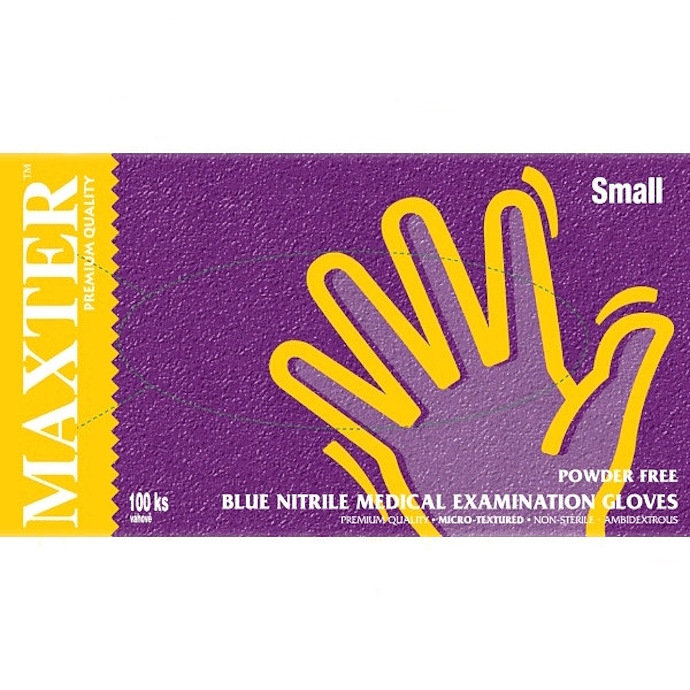 MAXTER Rukavice nitrilové bezpudrové velikost S 100 ks