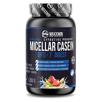 MAXXWIN Micelární kasein příchuť jahoda a banán 1200 g (Noční proteiny)