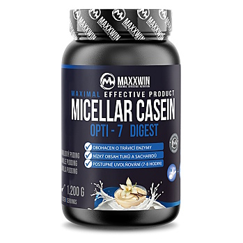 MAXXWIN Micelární kasein příchuť vanilkový pudink 1200 g (Noční proteiny)