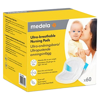 MEDELA Prsní vložky jednorázové ultra prodyšné 60 kusů (Prsní vložky) - Hypoalergenní, Absorpční, Jednorázové, Extra tenké, Prodyšné, Extra jemné, Tenké