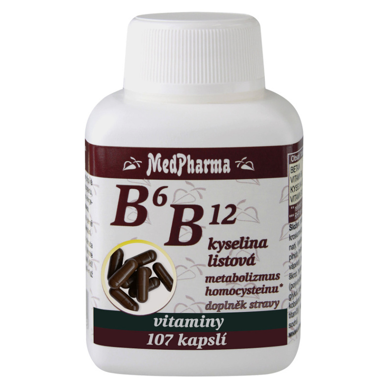 E-shop MEDPHARMA Vitamín B6 + B12 + kyselina listová 107 kapslí