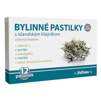 MEDPHARMA Bylinné pastilky s islandským lišejníkem 12 ks (Dýchání, dýchací cesty)