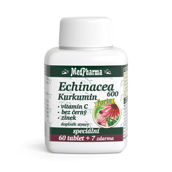 MEDPHARMA Echinacea 600 Forte + kurkumin + vitamin C + bez černý + zinek 67 tablet