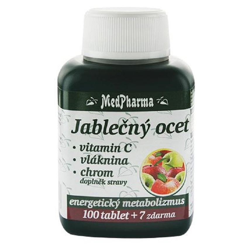 Levně MEDPHARMA Jablečný ocet + vláknina + vitamín C + chrom 107 tablet