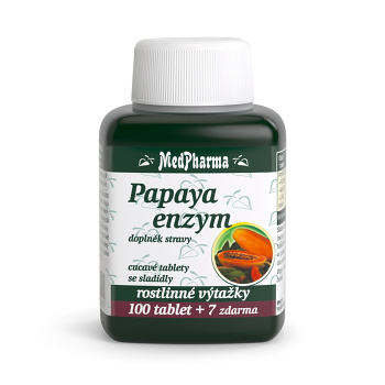 MEDPHARMA Papaya enzym cucavé pastilky 107 tablet (Na podporu trávení a vylučování) - Přírodní