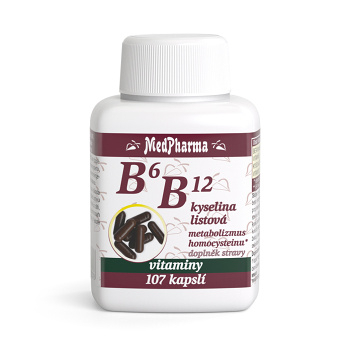 MEDPHARMA Vitamín B6 + B12 + kyselina listová 107 kapslí (Energie a únava) - Vícesložkové
