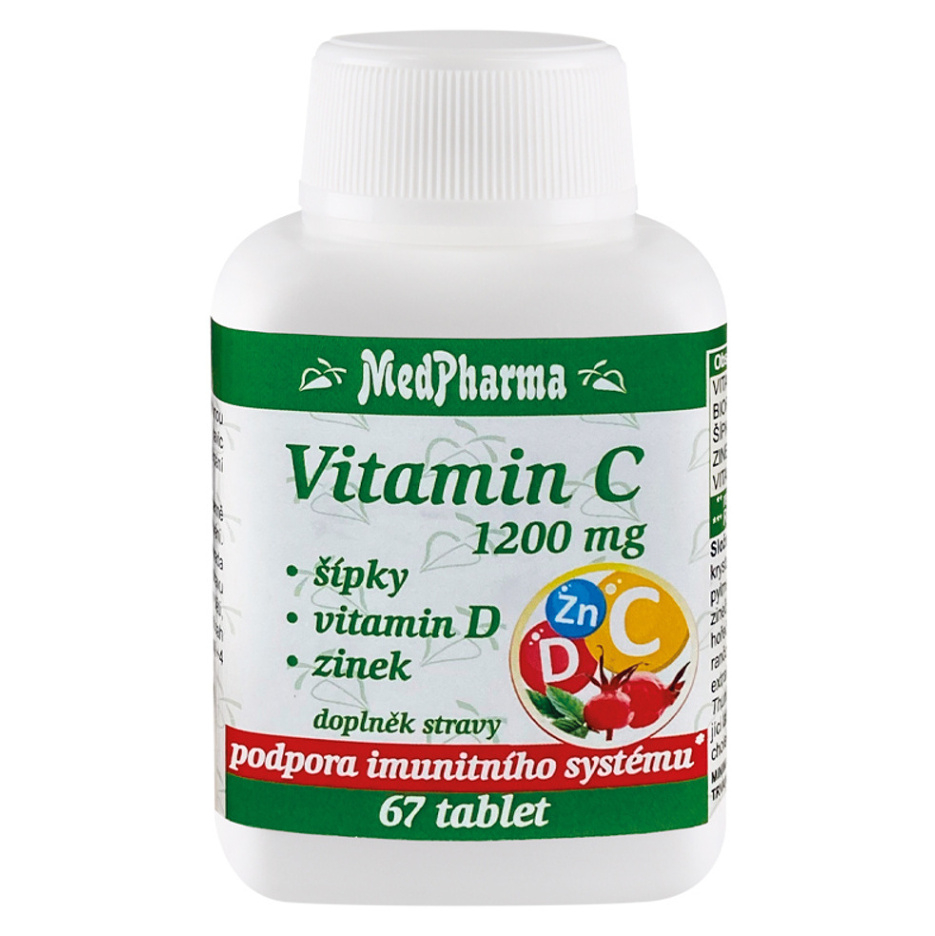 Levně MEDPHARMA Vitamin C 1200 mg se šípky + vitamin D + zinek 67 tablet