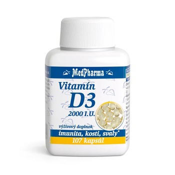 MEDPHARMA Vitamin D3 2000 I.U. 107 tobolek (Vitamín D) - Jednosložkové, Přírodní