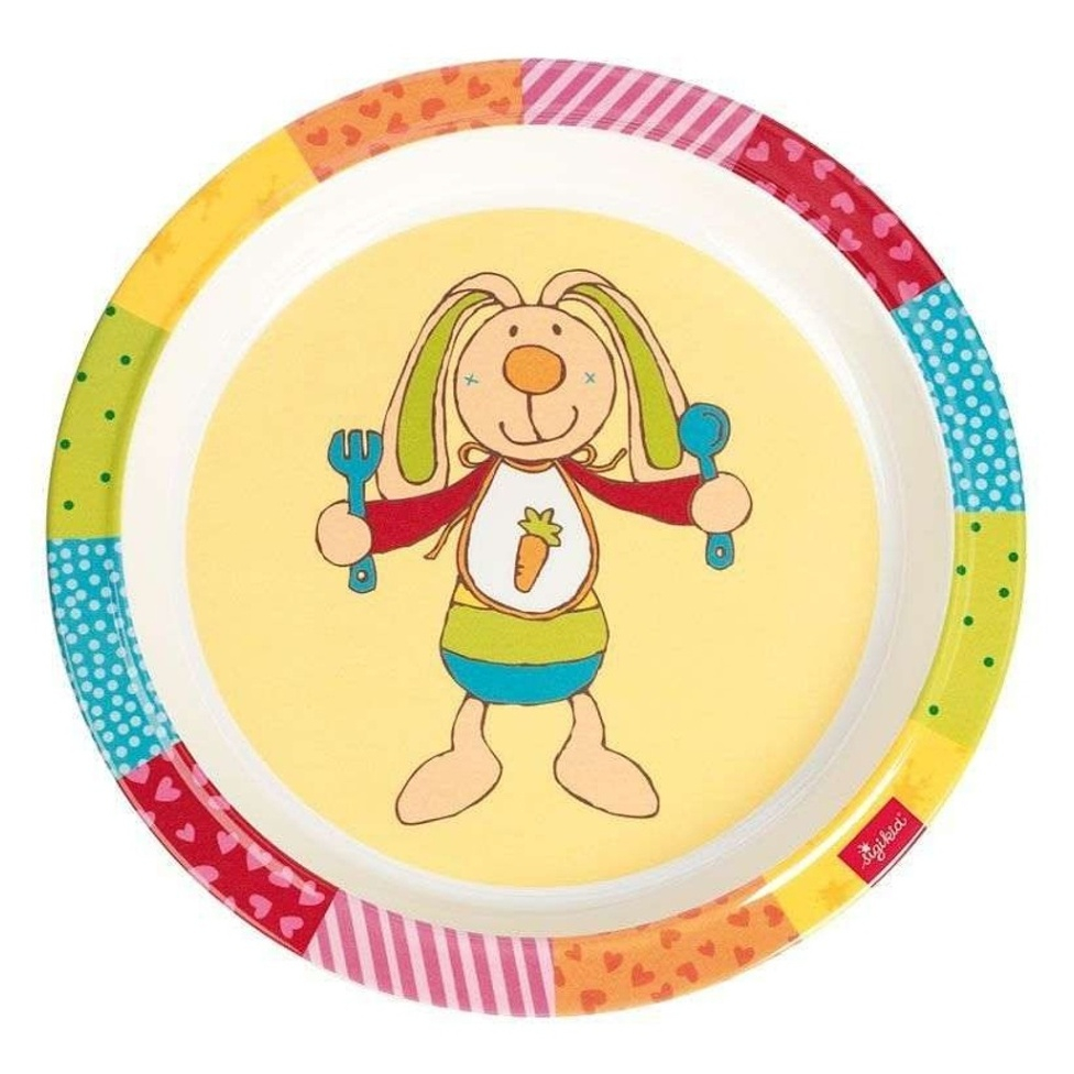 E-shop SIGIKID Melamin baby talířek Rainbow Rabbit zajíc se silikonem 21,5 cm