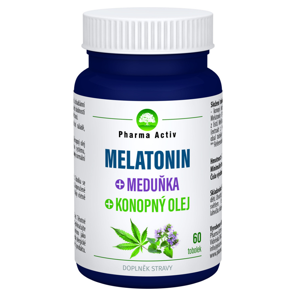 PHARMA ACTIV Melatonin + meduňka + konopný olej 60 tobolek