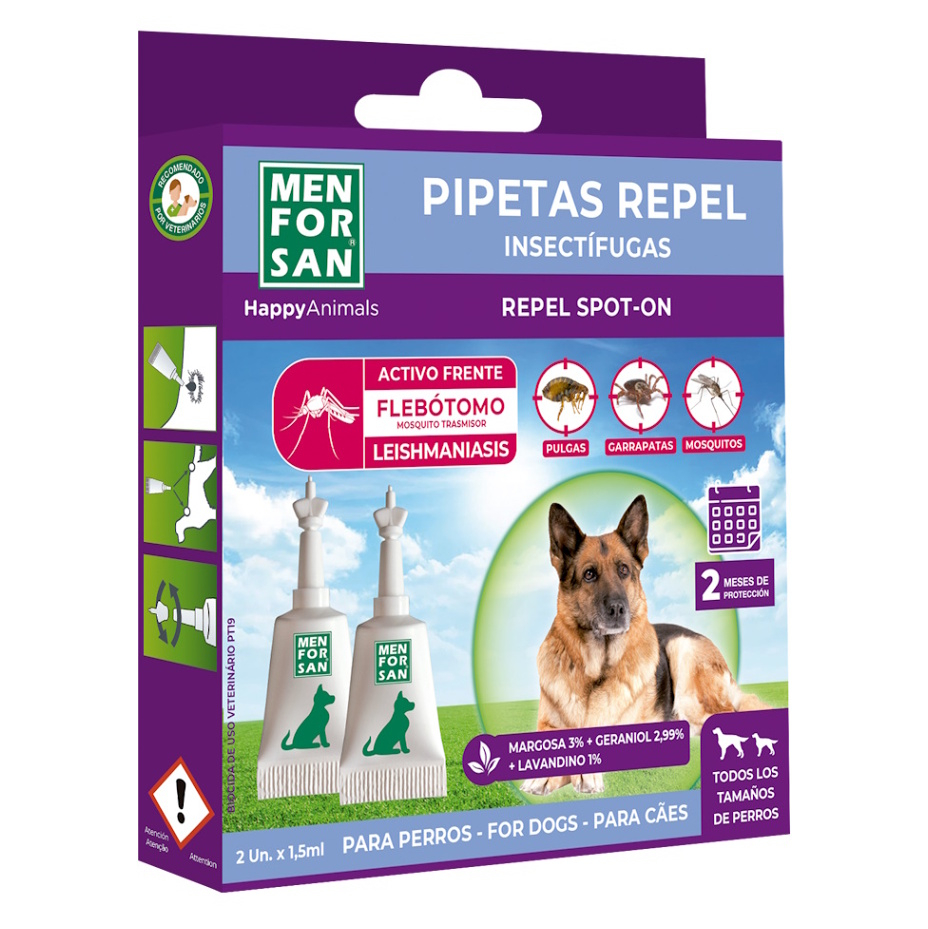Levně MENFORSAN Antiparazitní pipety proti blechám a klíšťatům pro psy 2x1,5 ml