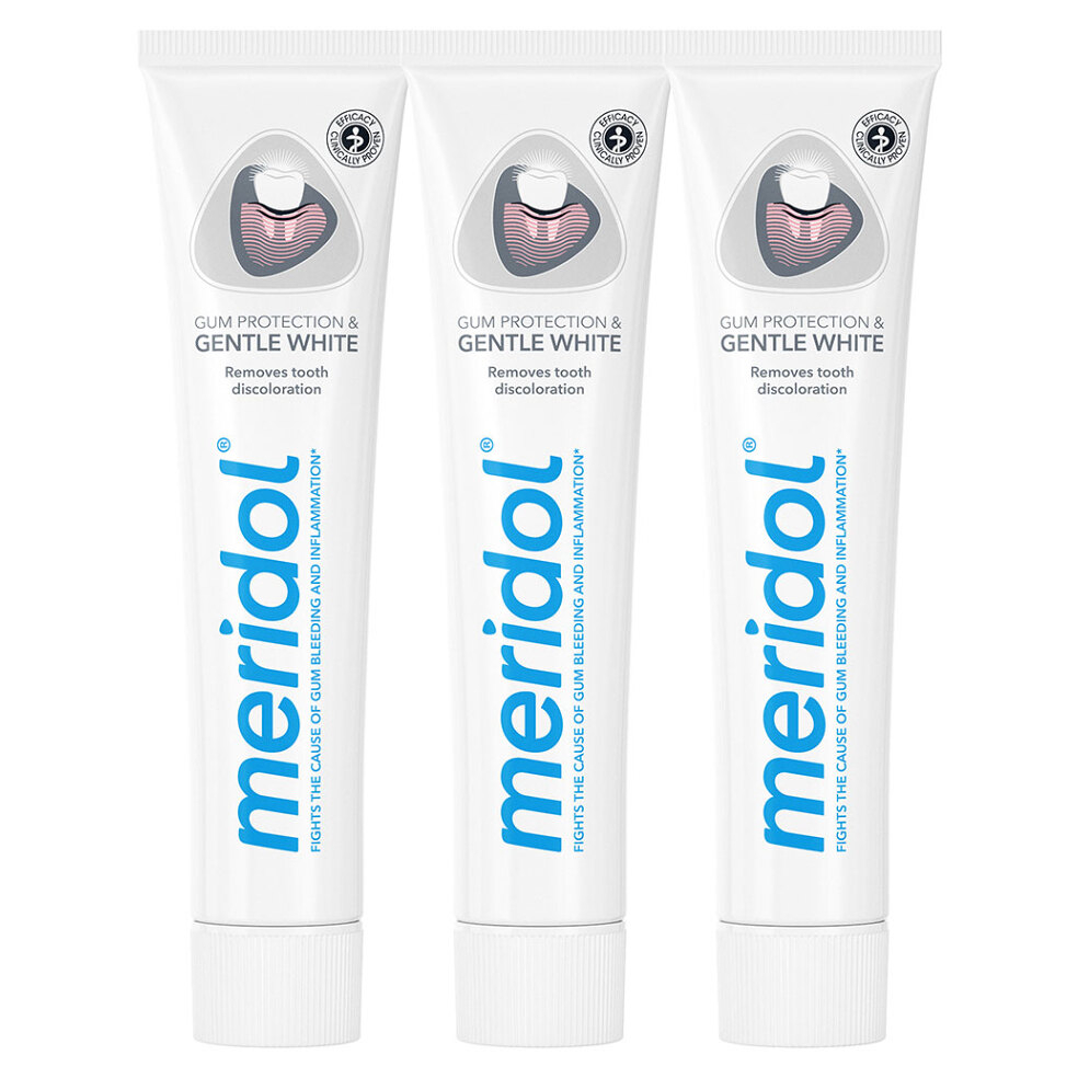Levně MERIDOL Gum protection Gentle White Zubní pasta pro ochranu dásní a jemné bělení 3x 75 ml
