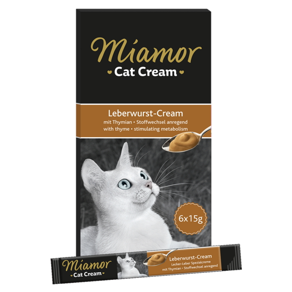 Levně MIAMOR Leberwurst krémová játrová svačinka pro kočky 6x15 g